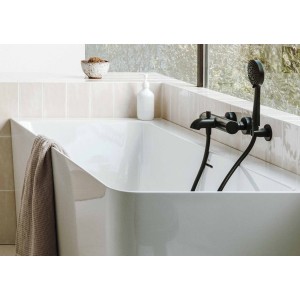 Ona baignoire îlot en stonex d'angle asymétrique gauche 1600x700 blanc - ROCA A248629000 
