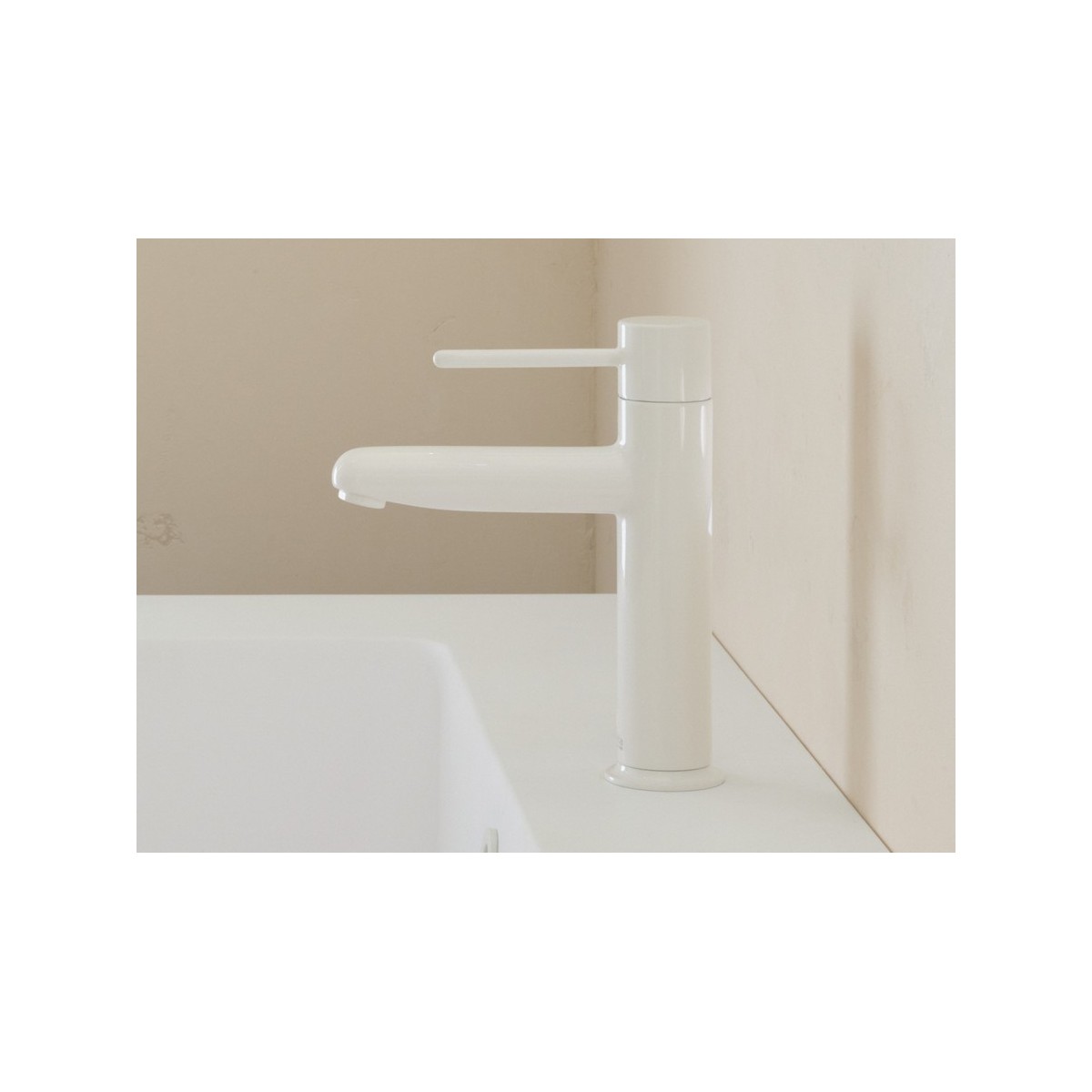 Nu mitigeur lavabo "s" corps lisse poignée fine blanc brillant - ROCA A5A323FP30 