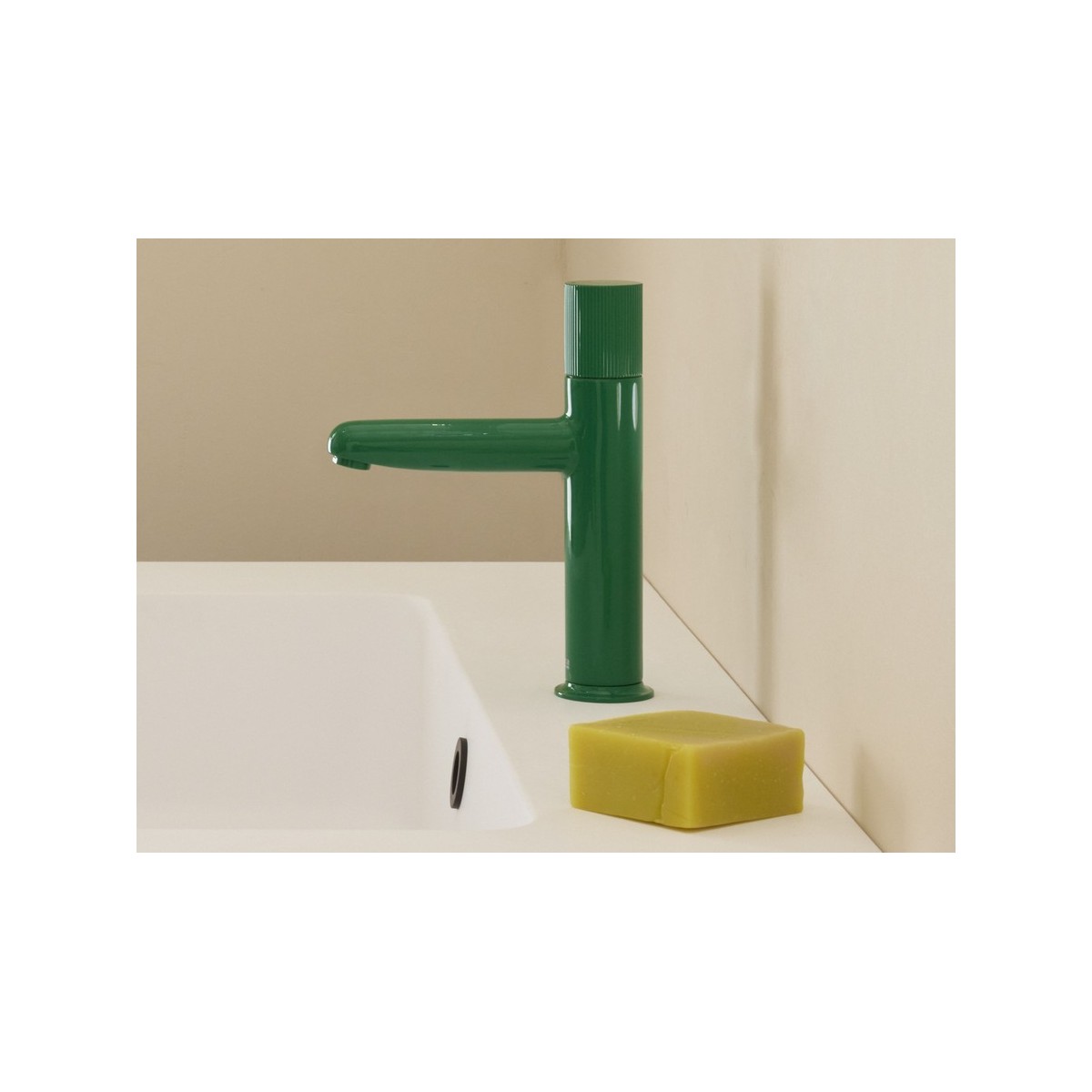 Nu mitigeur lavabo "s" corps lisse poignée cannelée vert menthe - ROCA A5A3B3FP20 