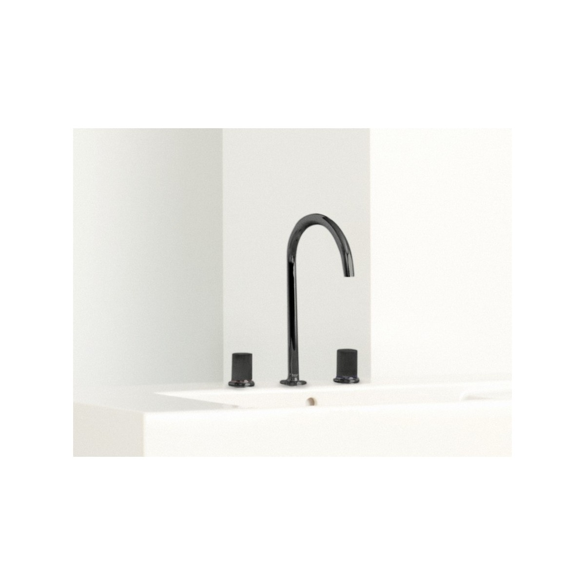 Nu mélangeur pour lavabo "l" 3 tr corps lisse poignées cannelées. titanium black - ROCA A5A3E3FCN0 