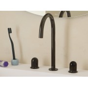 Nu mélangeur pour lavabo "l" 3 trous corps lisse poignée dôme bleu cobalt - ROCA A5A3V3FP00 