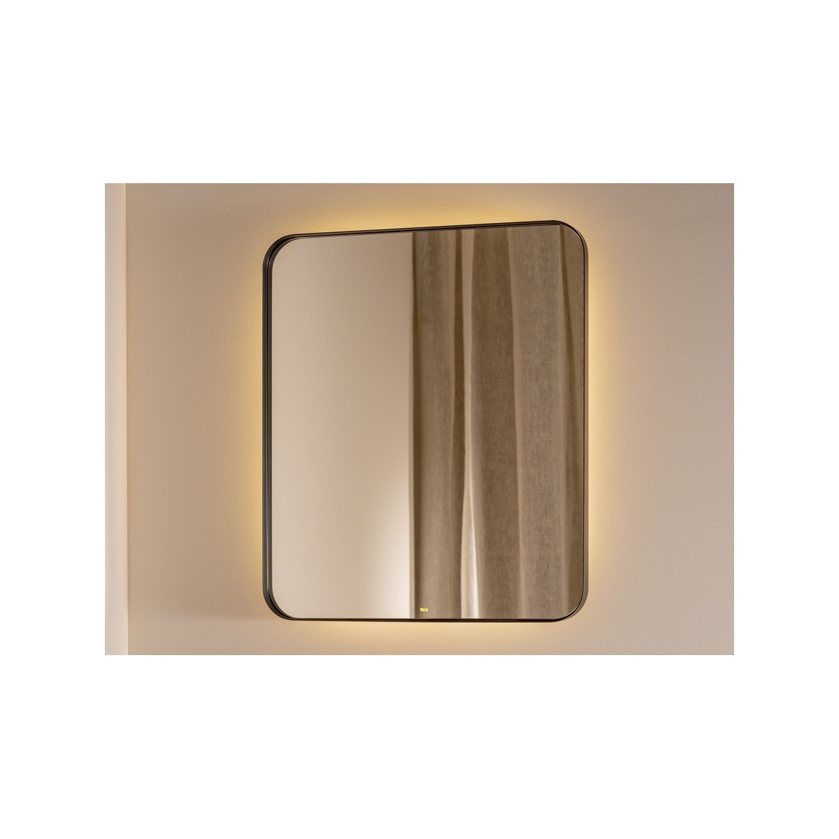 Luna miroir carré avec cadre noir et éclairage d’ambiance led 800 x 800 mm - ROCA A812422000 