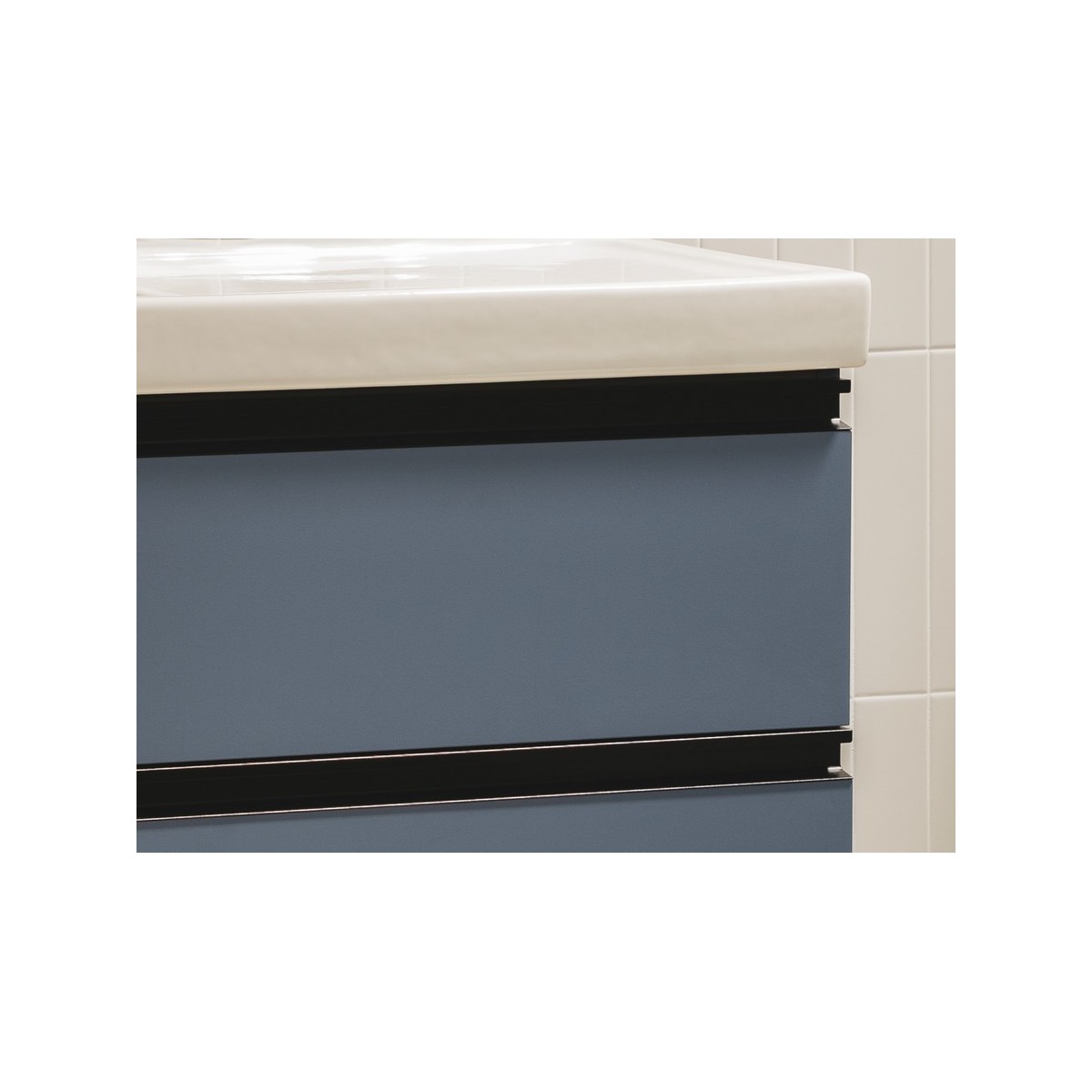 The gap unik 2 tiroirs lavabo asym dte 1000 mm bleu mat/ poignées noires - ROCA A851967548 