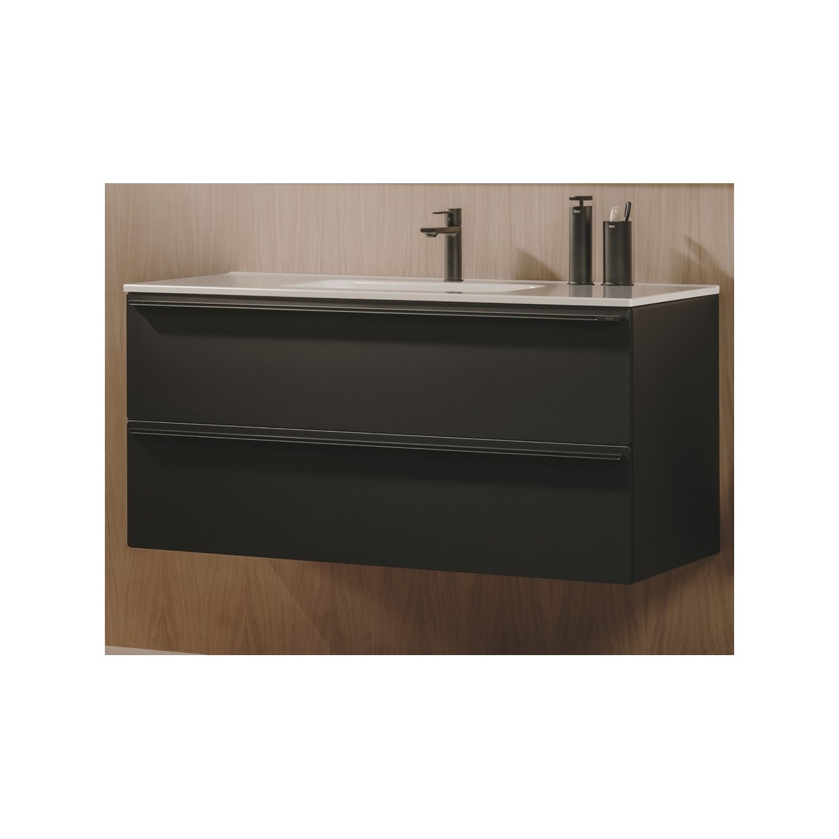 Volia unik meuble 2 tiroirs onyx mat et lavabo en céramique onyx mat 1200 mm - ROCA A852542531 