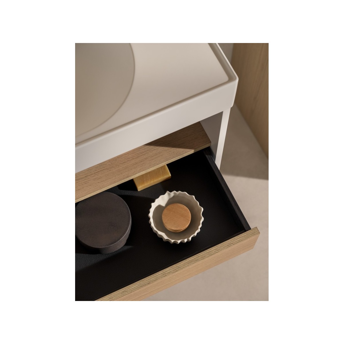 Meridian meuble 2 tiroirs et 1 niche blanc mat et aulne 800 mm - ROCA A858107607 