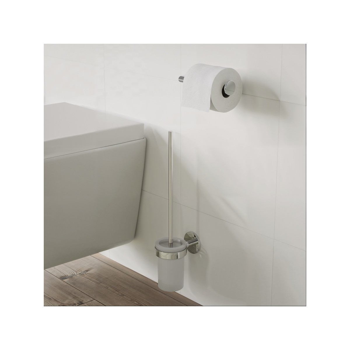 Cana porte-balayette à coller verre et chromé chromé 76x110x383 mm - LAUFEN H3841310040001 