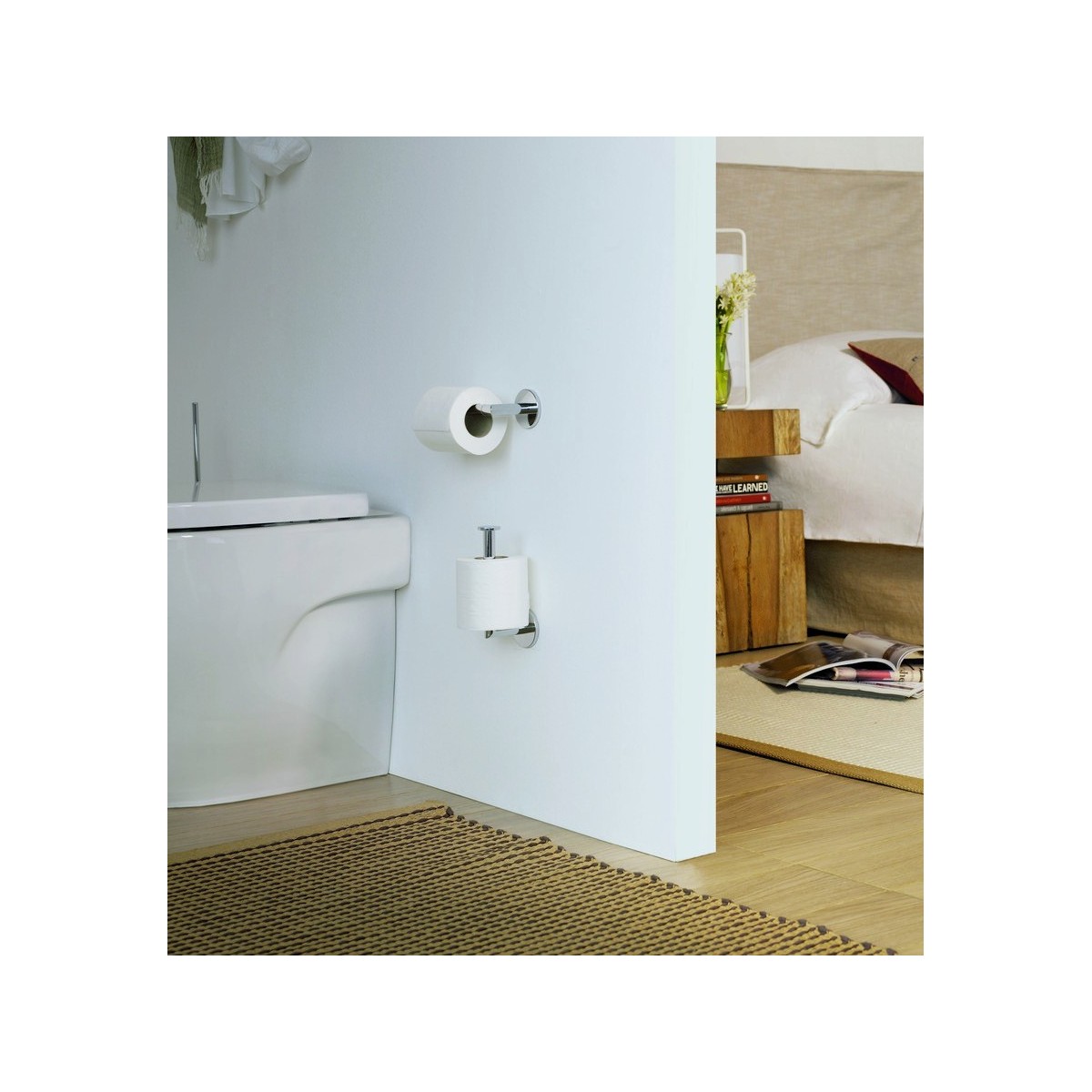 Cana porte-papier rouleau sans couvercle à coller chromé chromé 172x74x55 mm - LAUFEN H3841320040001 