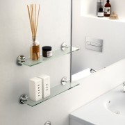 Cana tablette 40 cm verre et à coller chromé chromé 400x105x55 mm - LAUFEN H3851310040031 