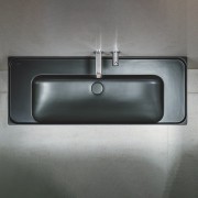 Meda lavabo mural ou à poser sur meuble noir mat 1200x460x80 mm - LAUFEN H8141117161091 