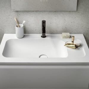 Meda lavabo slim en marbond à poser sur meuble blc 780x450x132 - LAUFEN H8141170001111 