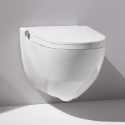 Riva wc lavant avec abattant céramique noir brillant, bouton gold brossé - LAUFEN H8206910220001 