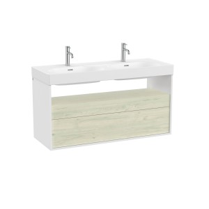 Meridian meuble 2 tiroirs et 1 niche blanc mat et bouleau clair 1200 mm - ROCA A858109605 