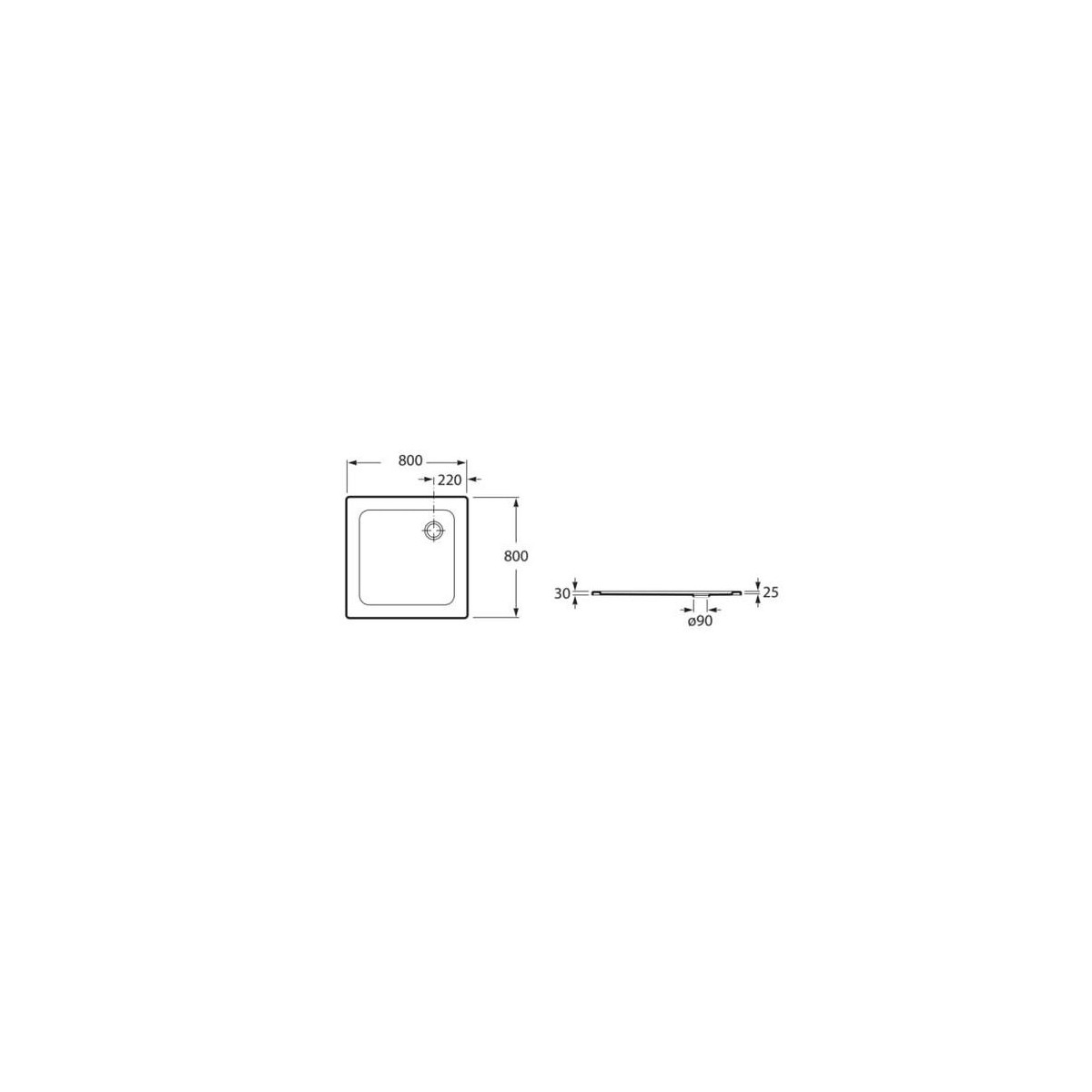 receveur Blues N Plus 80X80 S/Fad Blanc - ROCA A2B1881000 