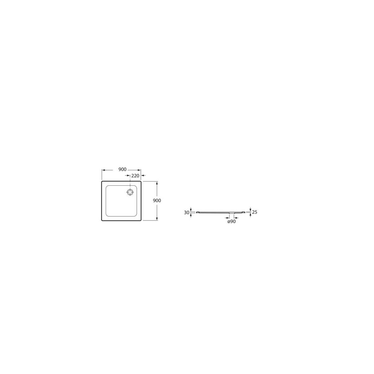 receveur Blues N Plus 90X90 S/Fad Blanc - ROCA A2B1981000 