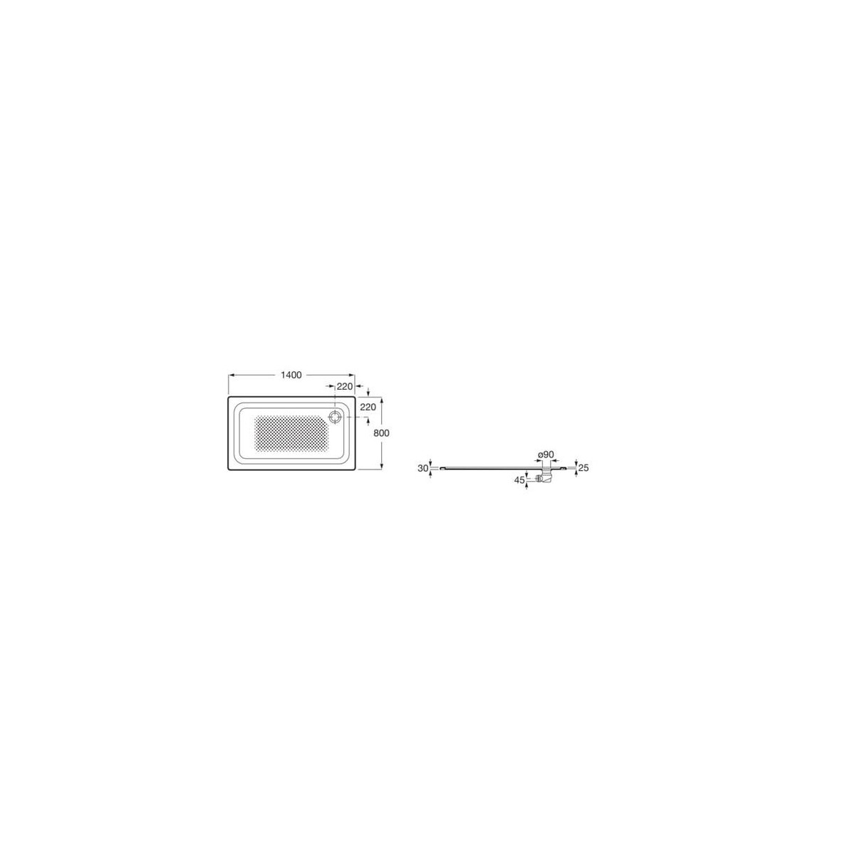 receveur Blues Xl 140X80 A/Fad Blanc - ROCA A2B2769007 
