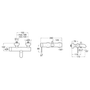 Nu mitigeur bd mural avec inverseur automatique et poignée fine titanium black - ROCA A5A023FCN0 
