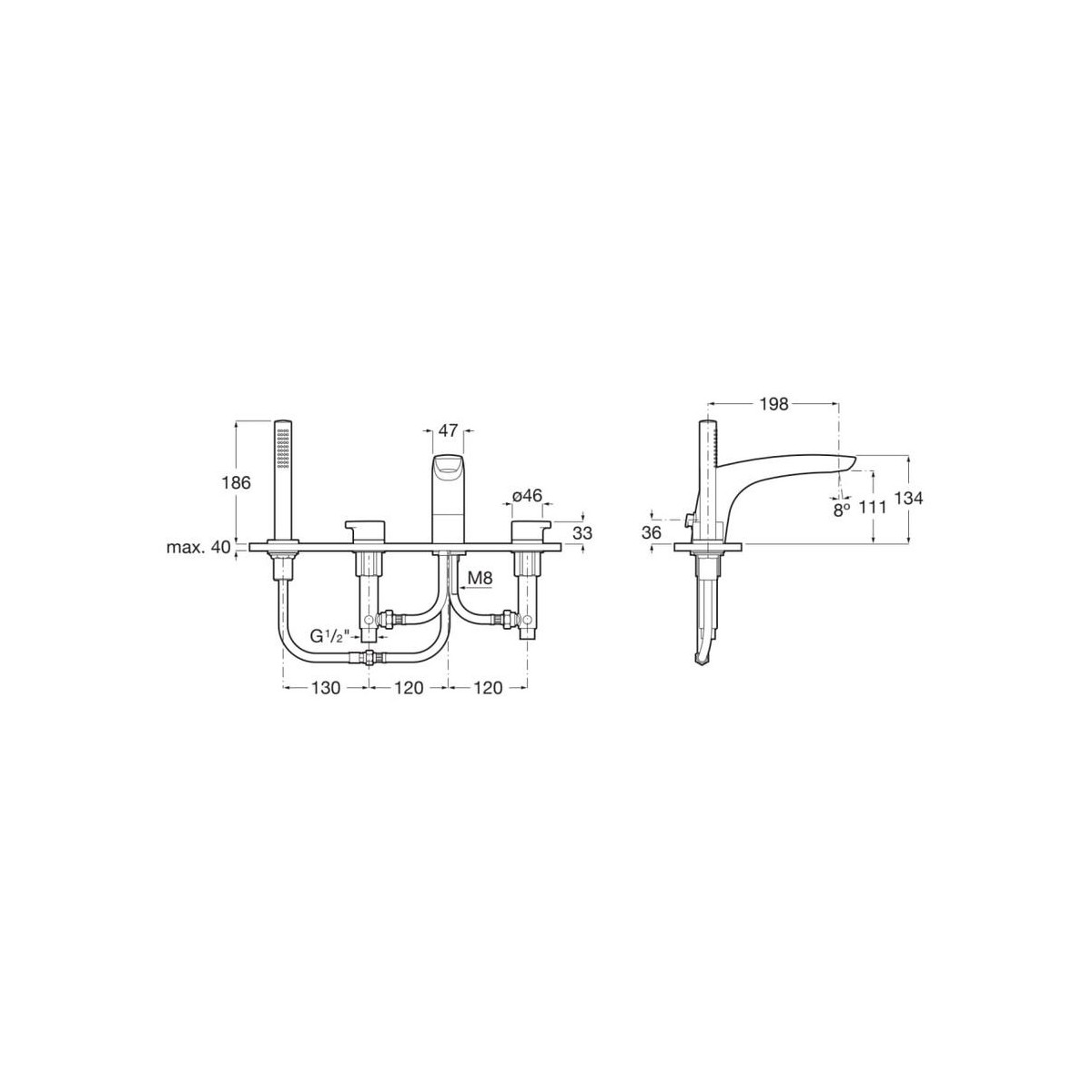 Insignia Bain-Douche 4 Trous - A5A093AC00 ROCA 