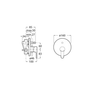 Targa mitigeur bain-douche a encastrer 2 voies pvd acier inoxydable A5A0B5FSM0 