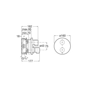 T-500 mitigeur thermostatique 2 voies noir mat - ROCA A5A0C18NB0 