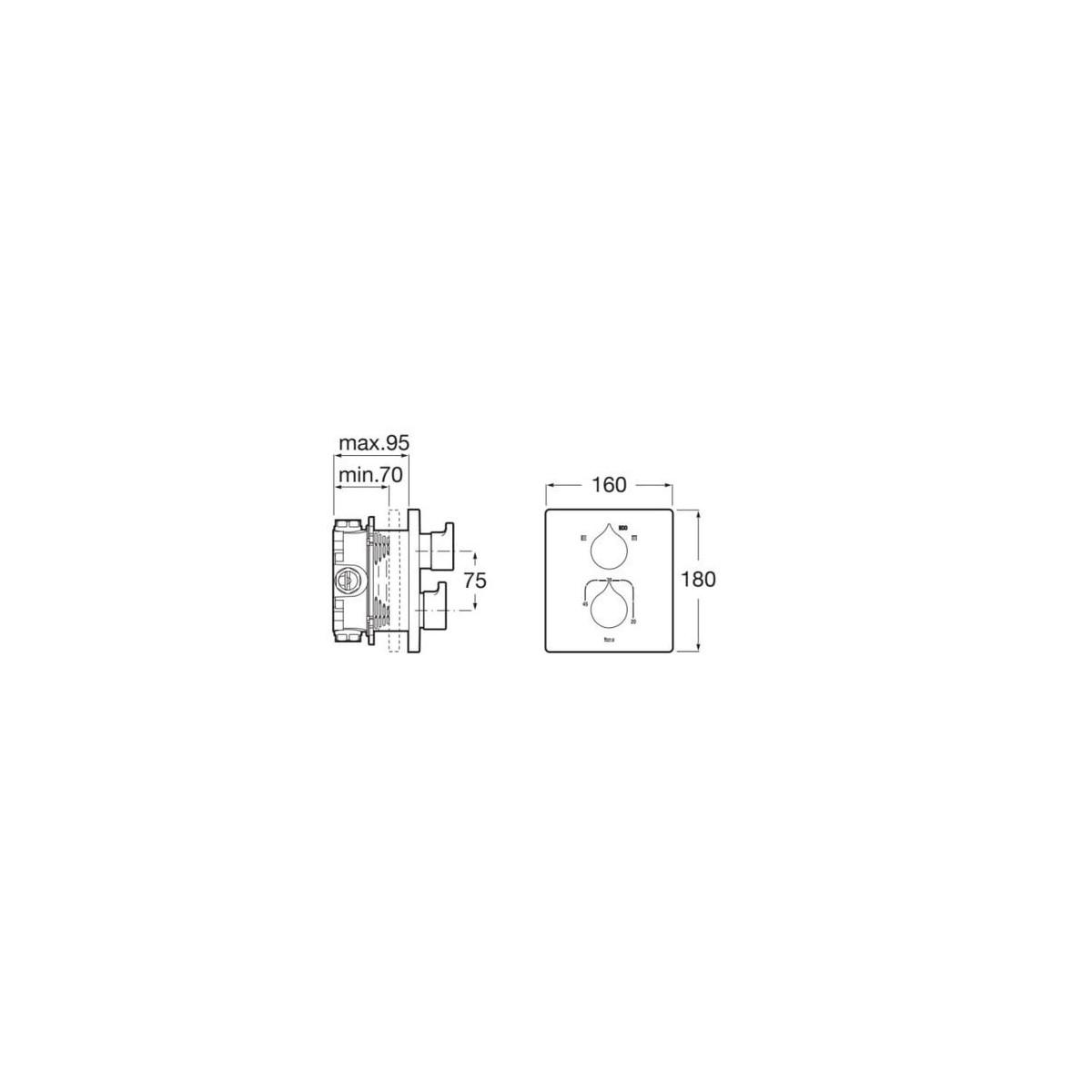 Insignia Mit Bd Encas 2Voies Pour Rbox Titanium Black Brossé-Roca A5A0C3Anm0 
