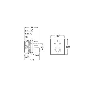 T-2000 Mit. Thermostatique A Encastrer 2 Voies - A5A0C88C00 ROCA 