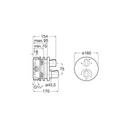 T-1000 Round Mit 2 Voies Encas Rbox Titanium Black - ROCA A5A0D09CN0 