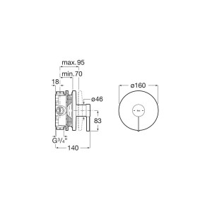 Ona mitigeur de bain ou douche à encastrer 1 voie sur rocabox pvd acier - ROCA A5A2B9ESM0 