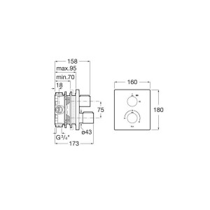T-2000 Mit. Thermostatique A Encastrer 1 Voie - A5A2C88C00 ROCA 