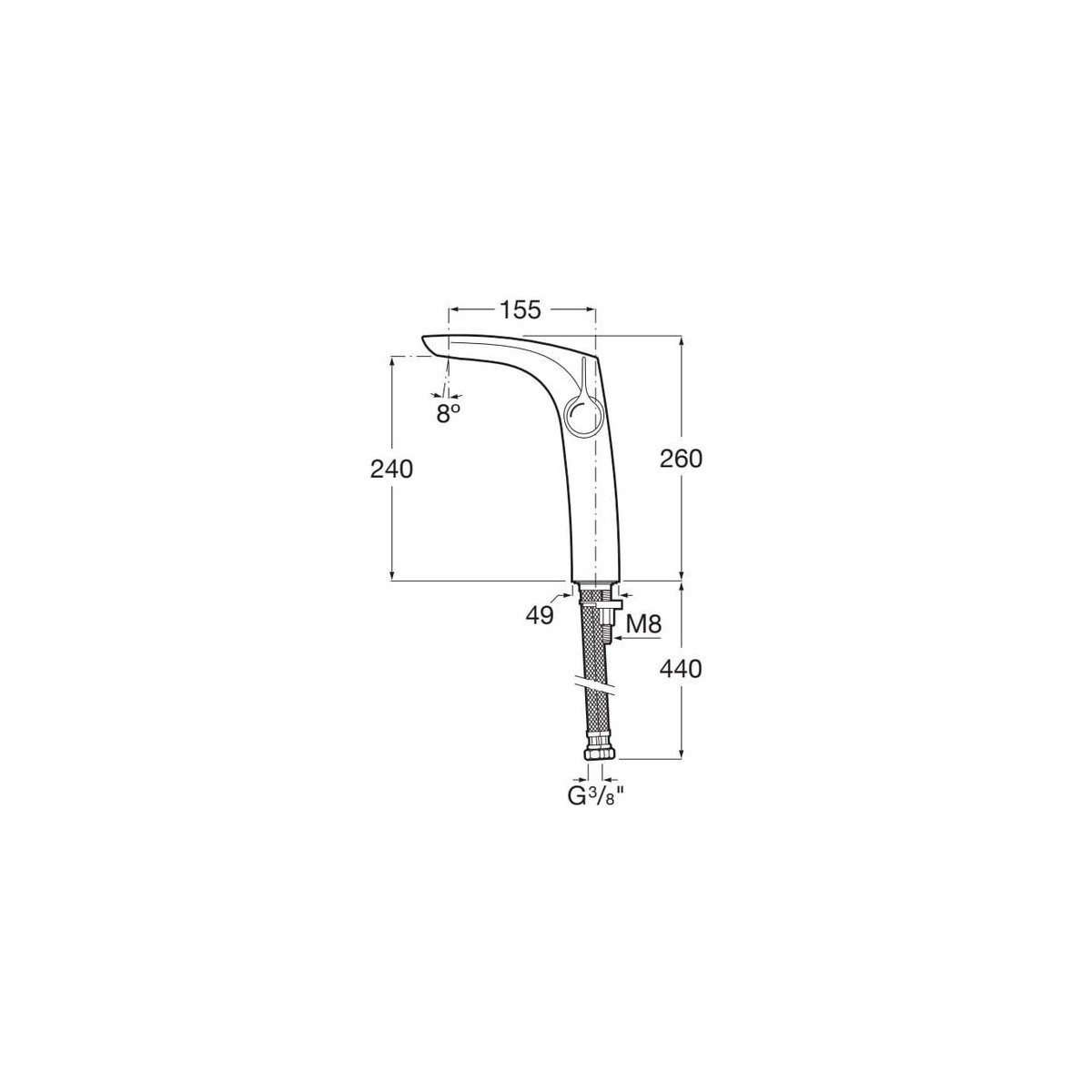 Insignia Mitigeur Lavabo A Bec Haut Pop Up (Sans Tirette) - A5A3A3AC00 ROCA 