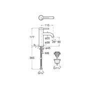 Ona mitigeur de lavabo monotrou corps lisse, vidage clic-clac graphite brossé - ROCA A5A3A9EGM0 