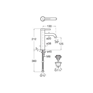 Ona mit de lav mezzo corps lisse avec vidage clic-clac pvd acier inoxydable - ROCA A5A3C9ESM0 