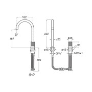 Nu mitigeur lavabo "l" 2 trous corps lisse poignée cannelée vert menthe - ROCA A5A3D3FP20 