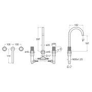 Nu mélangeur pour lavabo "l" 3 trous corps lisse poignées cannelées. jaune miel - ROCA A5A3E3FP10 