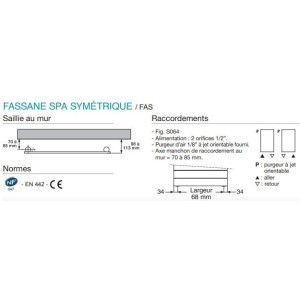 Sèche-serviette ACOVA - FASSANE Spa Symétrique eau chaude 411W FAS-082-050