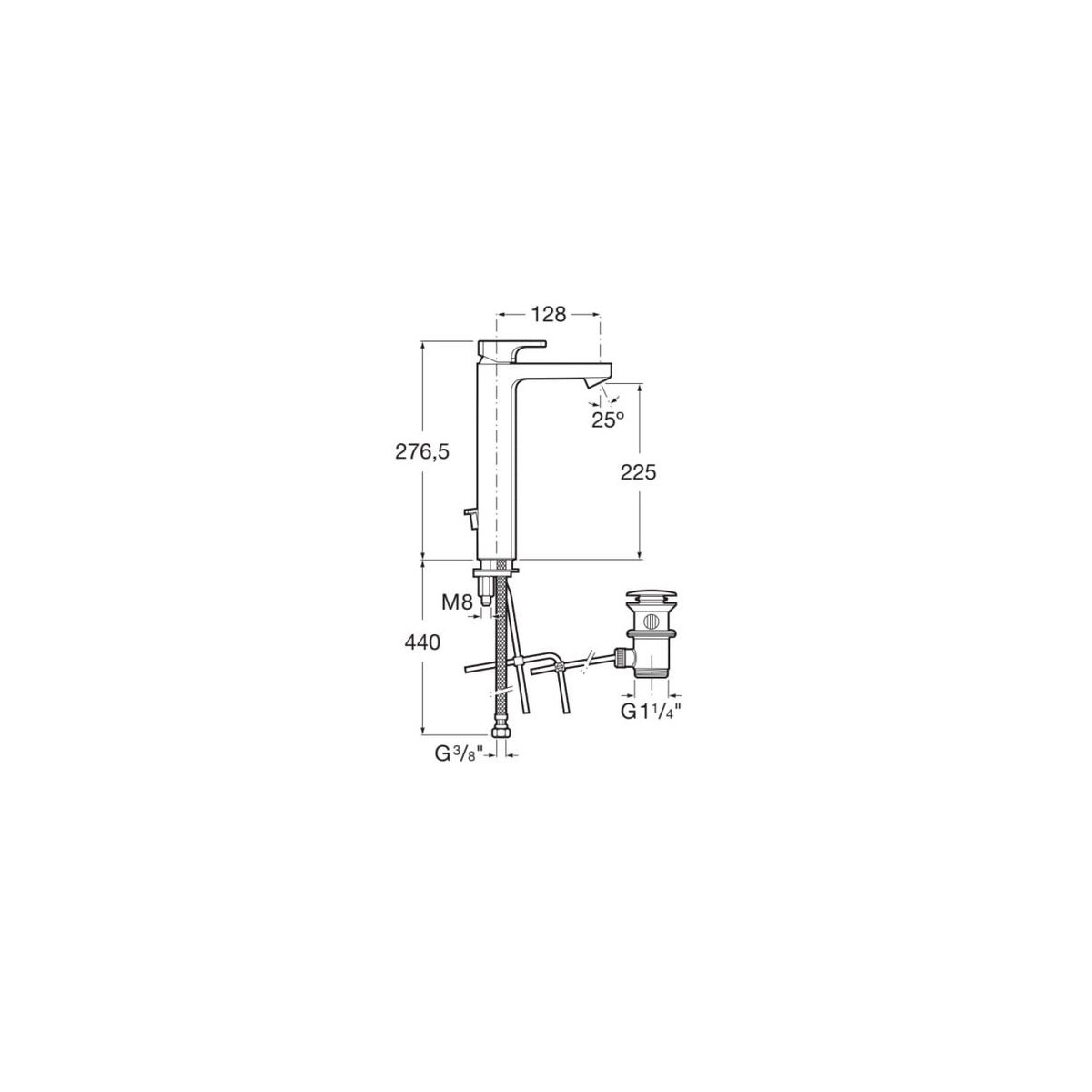 L90 Mitigeur Lavabo Bec Haut Avec Vid Auto Cold Start - A5A3G01C00 ROCA 