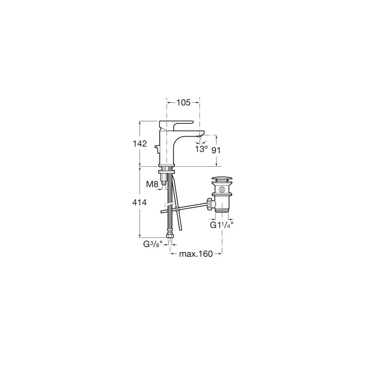 Mitigeur lavabo monotrou chromé L20 - ROCA A5A3I09C00 