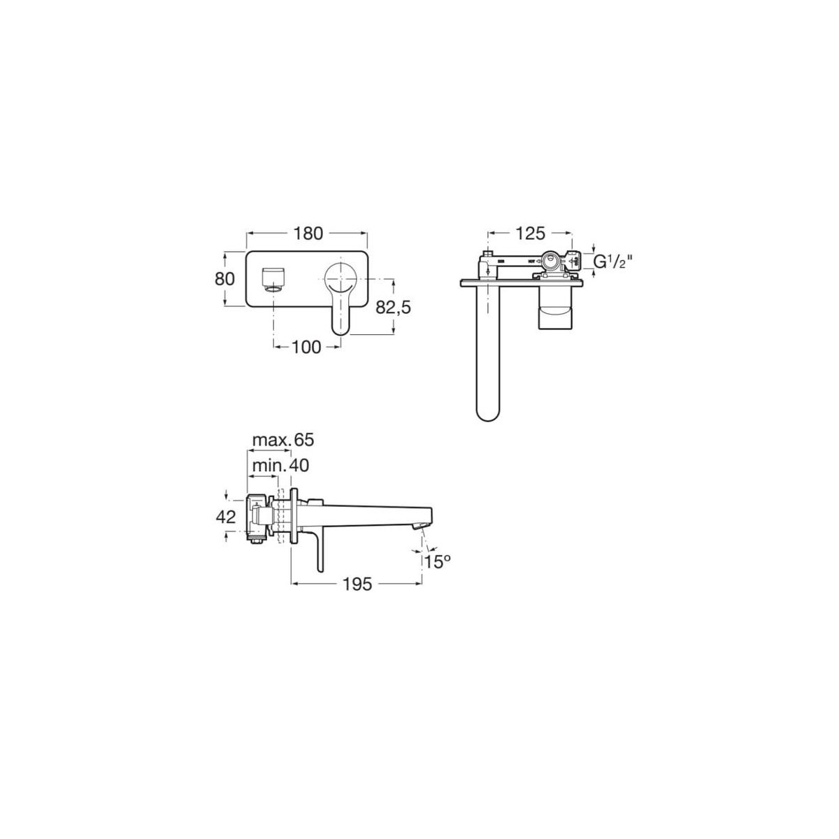 L20 mit pour lavabo à enc (a installer avec le corps à enc a525220603) noir mat - ROCA A5A3L09NB0 