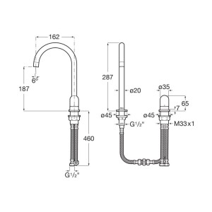 Nu mitigeur lavabo "l" 2 trous corps lisse poignée dôme titanium black - ROCA A5A3W3FCN0 