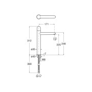 Nu mitigeur lavabo "xl" corps lisse poignée dôme titanium black - ROCA A5A3X3FCN0 