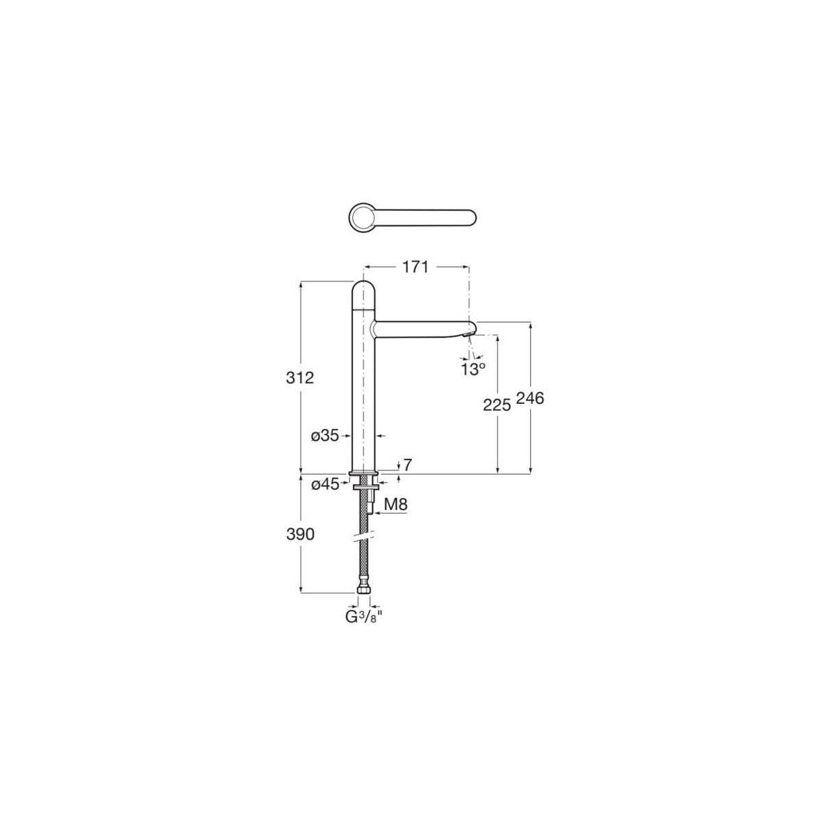 Nu mitigeur lavabo "xl" corps lisse poignée dôme vert menthe - ROCA A5A3X3FP20 