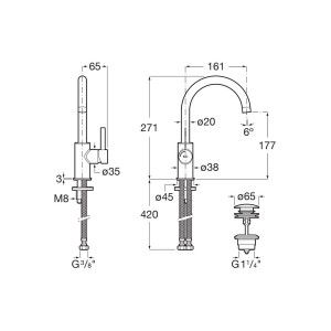 Ona mit lavabo “l” avec poignée latérale corps lisse titanium black - ROCA A5A4A9ECN0 