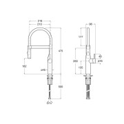 Mitigeur évier semi-professionnel douchette extractible chromé Glera - ROCA A5A8A4DC00 