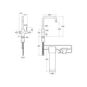 Aquafy mitigeur évier à bec tube à double sortie acier inox - ROCA A5A8C3GSM0 
