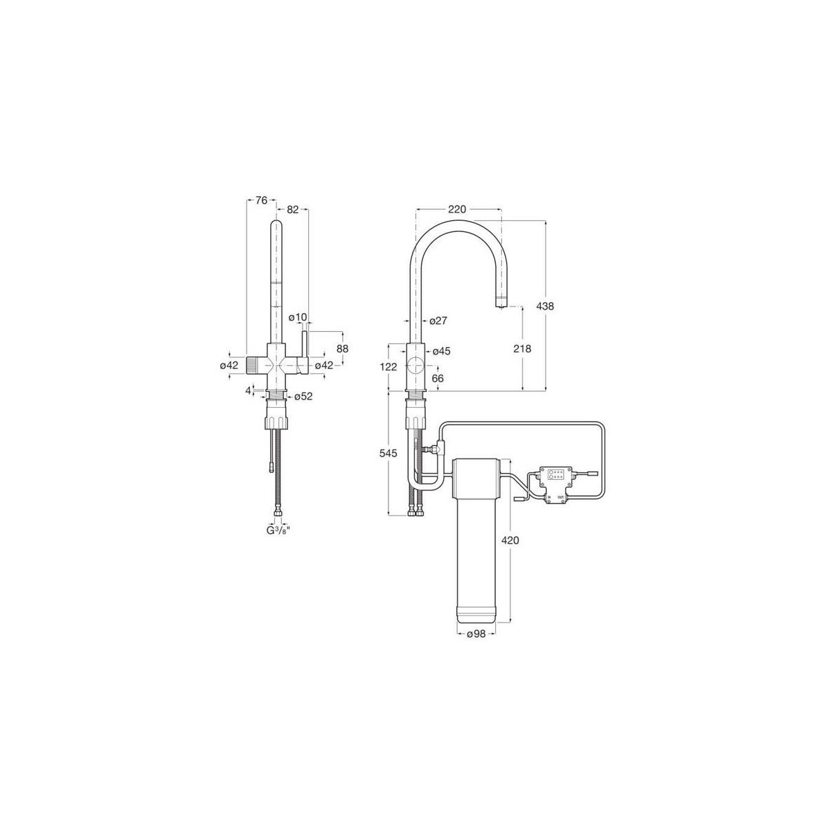 Aquafy mitigeur évier à bec tube à double sortie chromé - ROCA A5A8D3GC00 
