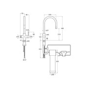 Aquafy mitigeur évier à bec tube à double sortie noir mat - ROCA A5A8D3GNB0 
