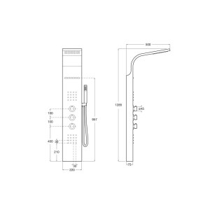 Evolution 2.1 Colonne Hydromassage Acier Inoxidable-Roca A5A9B8Bc00 