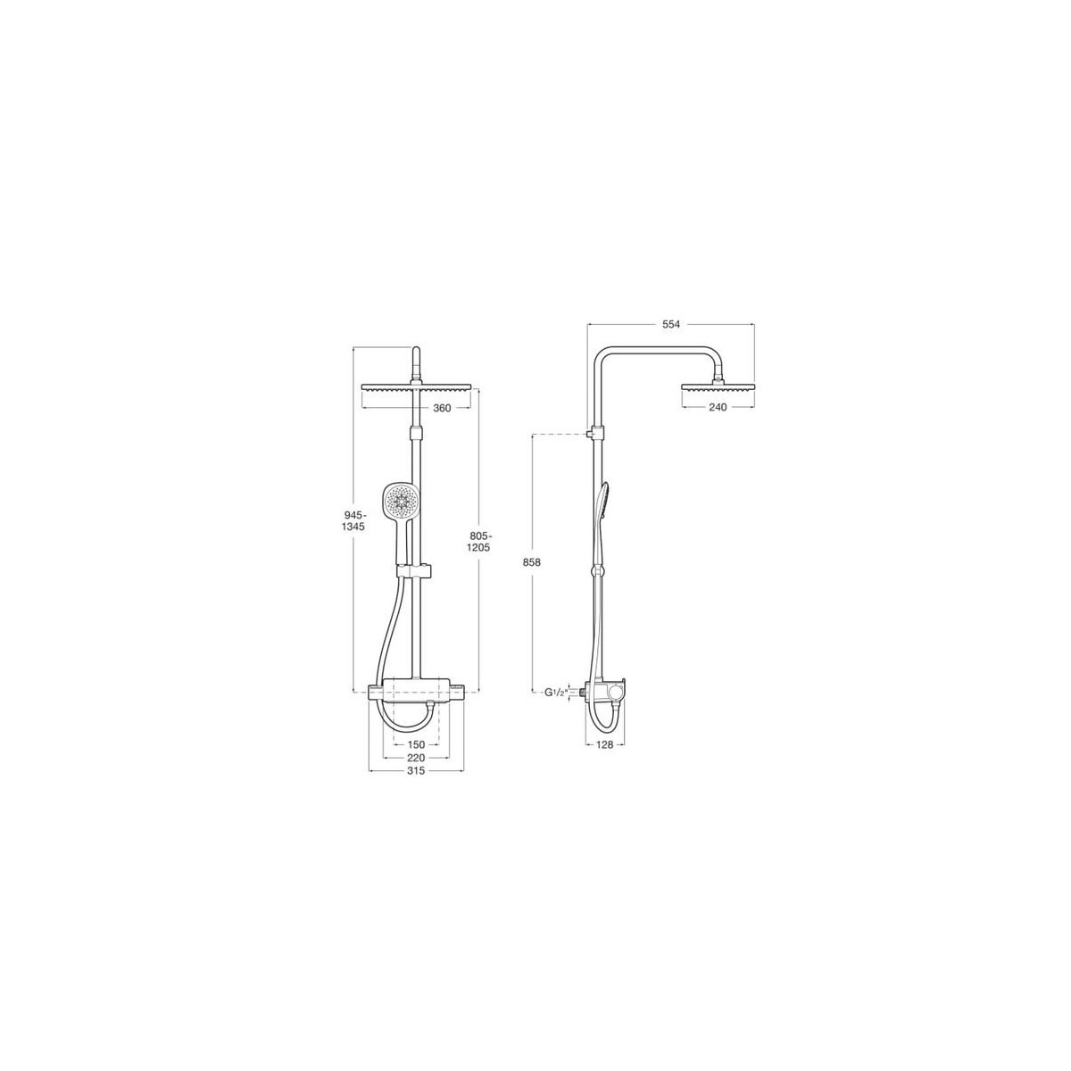 Deck-T Sq Colonne De Douche Thermostatique A/Etagere - A5A9C88C00 ROCA 