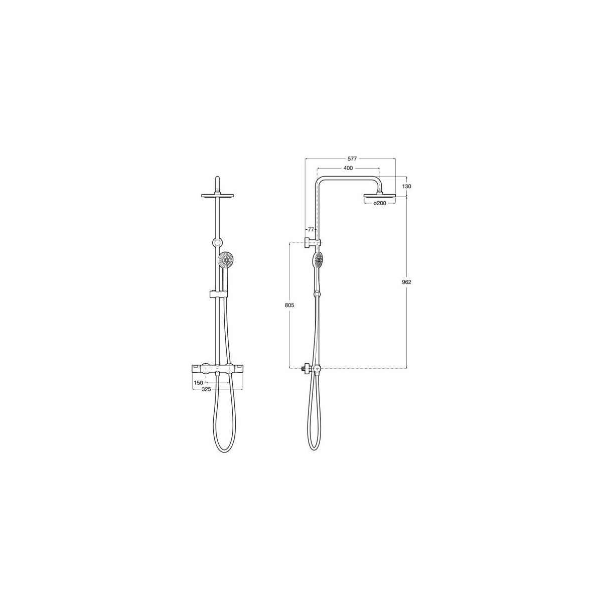 Colonne de douche thermostatique chromée Victoria-T - ROCA A5A9F18C00 