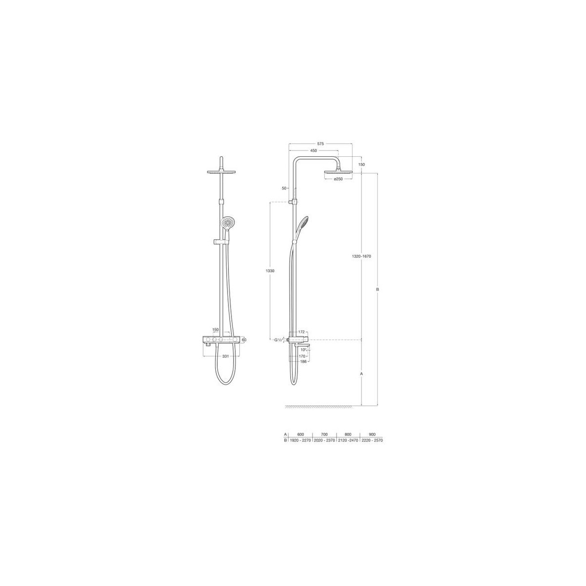 Index-t switch colonne bain-douche 3 voies chromé - ROCA A5A9H09C00 