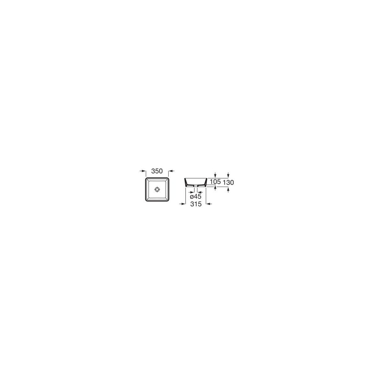 Optica vasque à poser square 350x350mm blanc mat - ROCA A327B12620 